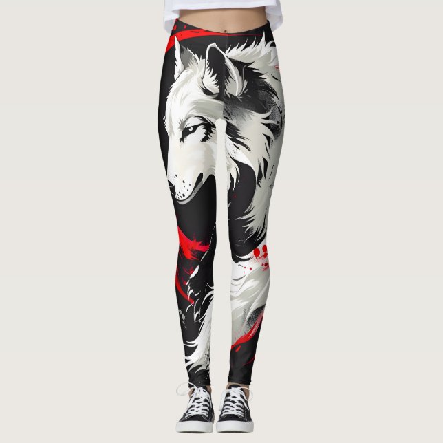 Legging Lobo Branco Vermelho Lunar (Frente)