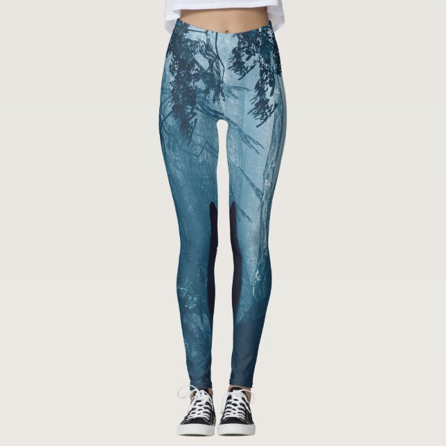 Legging Lobo na Floresta Negra. (Frente)