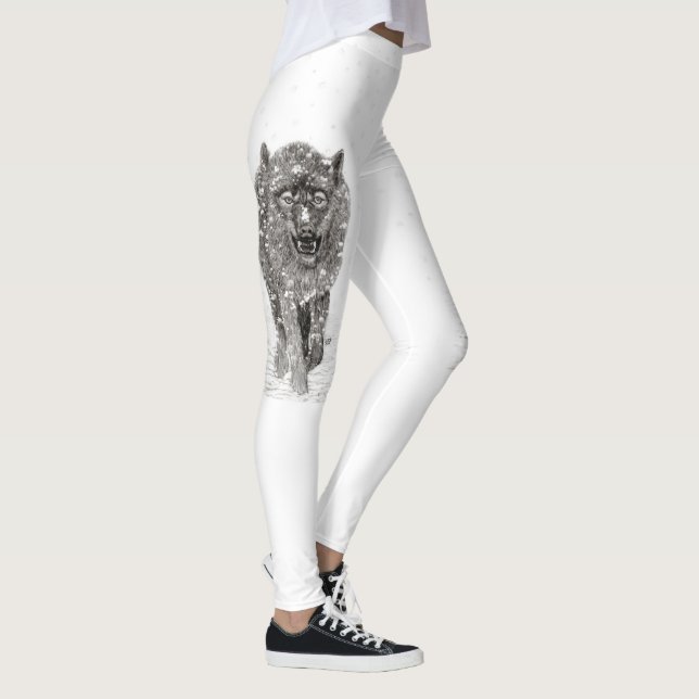 Legging Lobo Negro Zangado na Neve, inverno selvagem (Direita)
