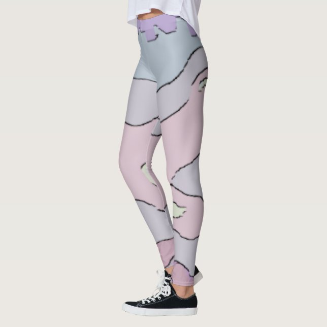 Legging Long Abstrait Violet et Rose (Esquerda)