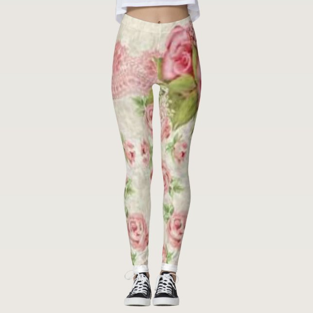 legging longa floral rosa (Frente)