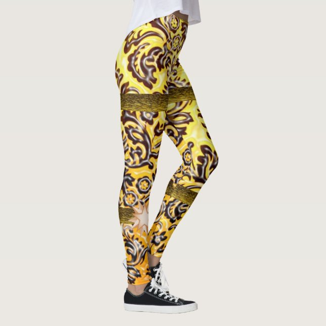 legging longa marrom amarela adolescente (Direita)