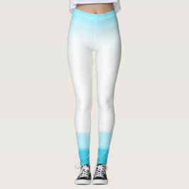 Legging Look de Aquarela Azul e Branco Chic Lounge Ginásio