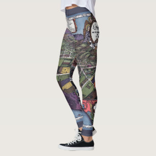 Legging Los Angeles, Califórnia, Mapa Aéreo Antigo da Cida