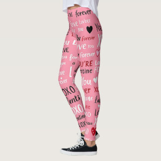 Legging Love Forever - Padrão de Tipografia do Dia de os n