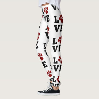 Legging Love Paw Print Amante de os animais Dog Lover