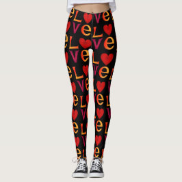 Legging LOVE Square Lettering Ombre Red & Yellow em preto