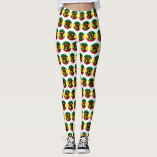 Legging LOVE with peace symbol, reggae style