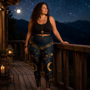 Legging Lua Celestial e Estrelas Boho Astrologia