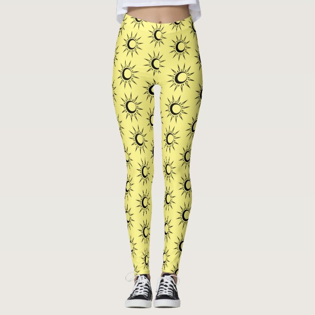 Legging Lua do Sol Brilhante Crescente Trovão_Cove amarela (Frente)