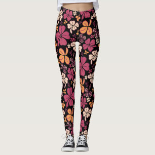 Legging Lucky Clover Shamrock Red Pattern Rua Patrick's Da