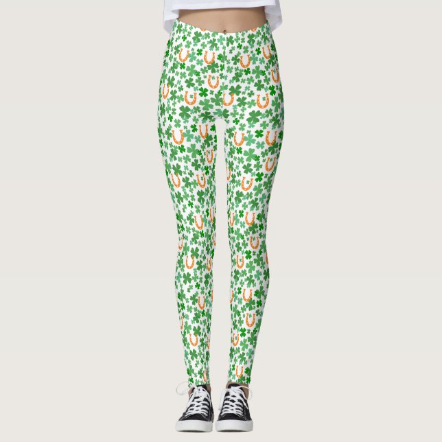Legging Lucky Horseshoe Four Leaf Clover St Patrick's Day (Frente)