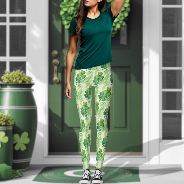 Legging Lucky Shamrock Quatro Dia de São Patrício De Pele  (Criador carregado)