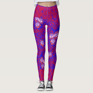 Legging Luminosa Blue net com flores 01 Red BG