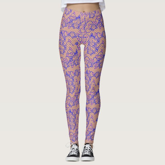 Legging Luminosa Blue net com flores 02b LOrange BG (Frente)