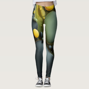 Legging Luminous Fluid Dynamics: Yellow and Green Abstract