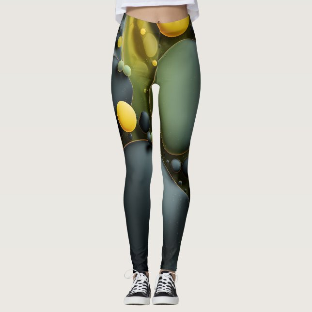 Legging Luminous Fluid Dynamics: Yellow and Green Abstract (Frente)