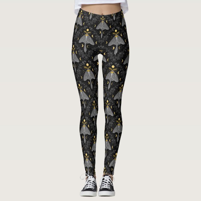 Legging Luna-mariposa, fases luas e cor damasco de marijua (Frente)