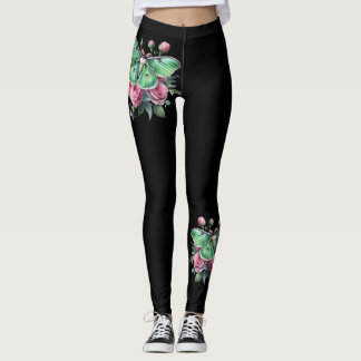 Legging Luna Moth and Flowers