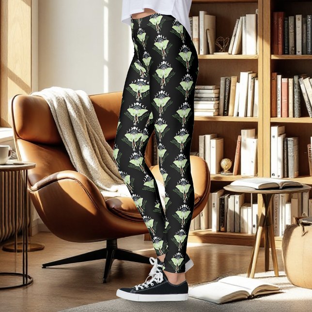 Legging Luna Moth Fases da Lua Preta (Criador carregado)