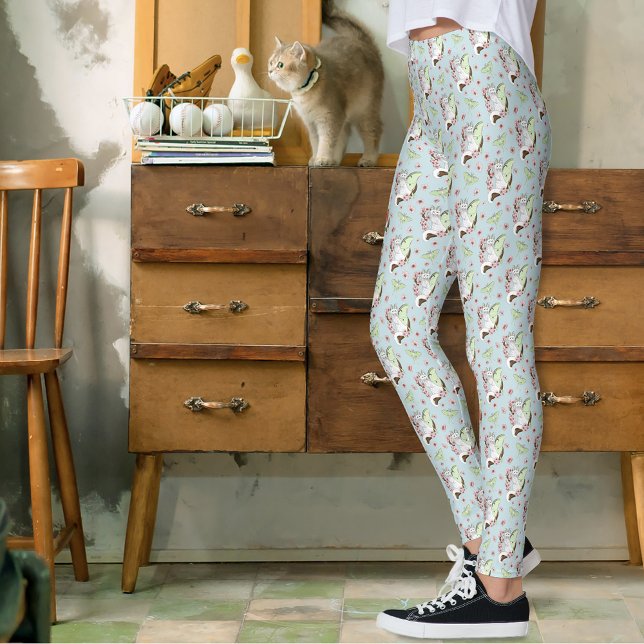 Legging Luna Moth Moon White Cat Green (Criador carregado)