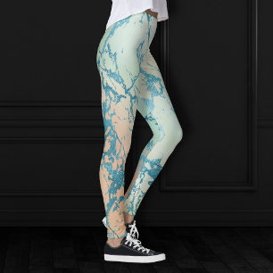 Legging Luxe Marble Linda Veia Amarela e Coral-Teal