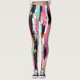 Legging Luxo Abstrato Rosa Dourado e Hortelã