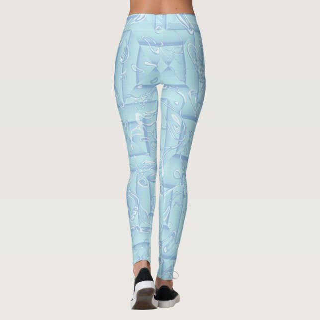 Legging Luxo de Gelo Líquido - Leggens de Padrão Aqua Futu (Verso)