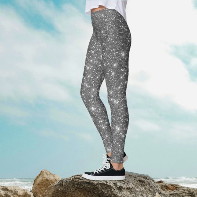 Legging Luxo Elegante Cinza Prata Glitter Brilho (Criador carregado)
