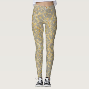Legging Luxo, Toupe Dourado  Pontos Polka Linhas Padrão