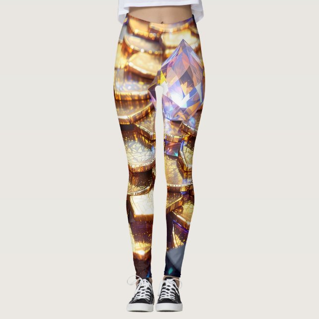 Legging Luxury Fantasy Gemstone Abstrato (Frente)