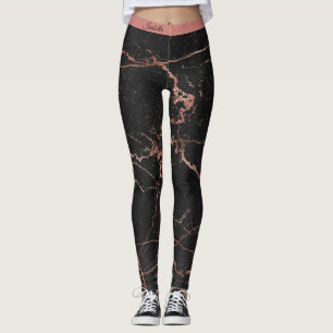 Legging Lúxury Trendy Marble Pink Black Add Text