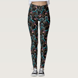 Legging Luz Neon de Cavalo Efeito Glitch Estilo Retro
