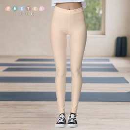 Legging Luz Pastel Bege Creme Amarelo Sólido e Suave de Co