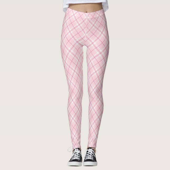Legging Luz - xadrez cor-de-rosa (Frente)