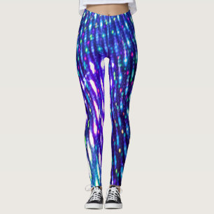 Legging Luzes Azuis Iridescentes, Pernas Multicolores Bril