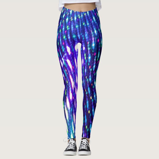 Legging Luzes Azuis Iridescentes, Pernas Multicolores Bril (Frente)