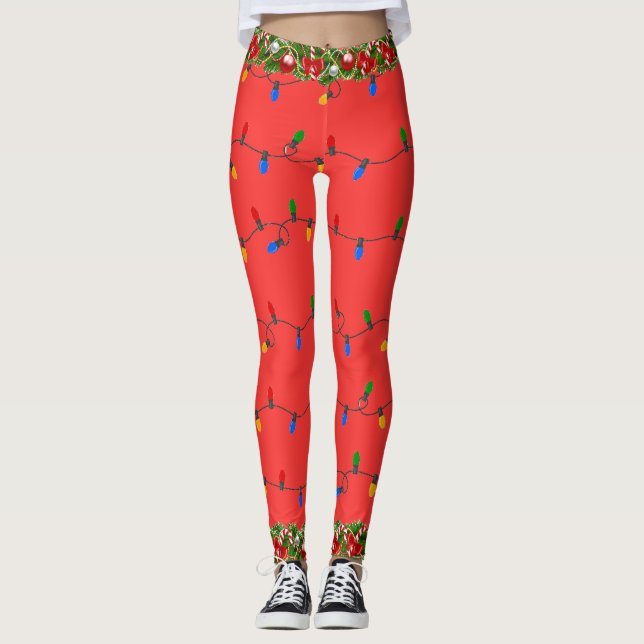 Legging Luzes de Natal - ioga feia do Natal (Frente)