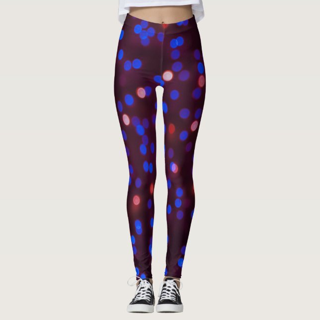 Legging Luzes de Natal, turvas, fundo festivo. (Frente)