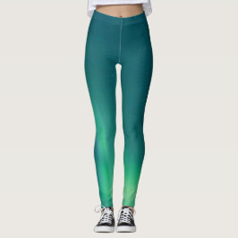 Legging Luzes nortes Aurora Borealis Yoga Calça Verde