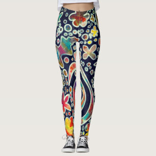 Legging Luzes noturnas Refletem Abstrato Trabalho de arte