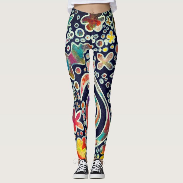 Legging Luzes noturnas Refletir Trabalho de arte de Abstra (Frente)