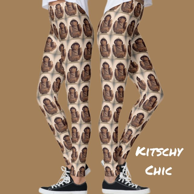 Legging Macacos esculpidos em coco retrô kitsch chique (Criador carregado)
