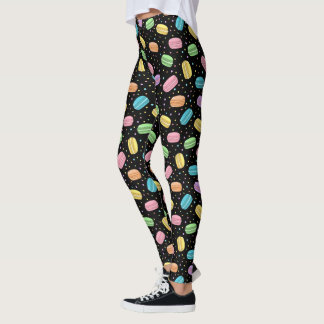 Legging Macarons Franceses Pastel Padrão de Comida Kawaii