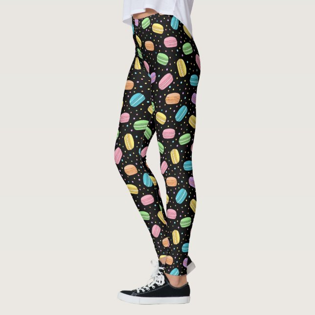 Legging Macarons Franceses Pastel Padrão de Comida Kawaii (Esquerda)