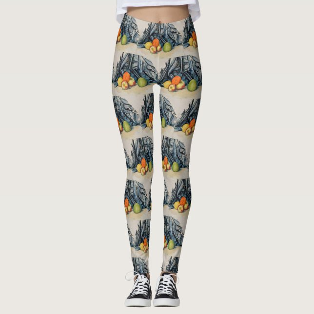Legging Maçãs e Tecido de Cezanne Arte de Natureza Morta V (Frente)