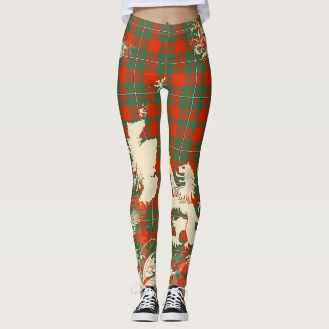 Legging MacGregor Antigo Tartã Escócia Leão Mapa Arte (Frente)