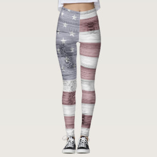 Legging Madeira azul branca russa Madeira azul EUA bandeir
