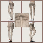 Legging Madeira Grain Soulful Eyes<br><div class="desc">Este design de leggings de cinzas de prata envelhecidas e de grãos de madeira de bege mole inspira-se na madeira talhada à mão. A obra original de arte é um rosto esculpido de madeira. Esta imagem é uma fotografia original de JLW_PHOTOGRAPHY</div>