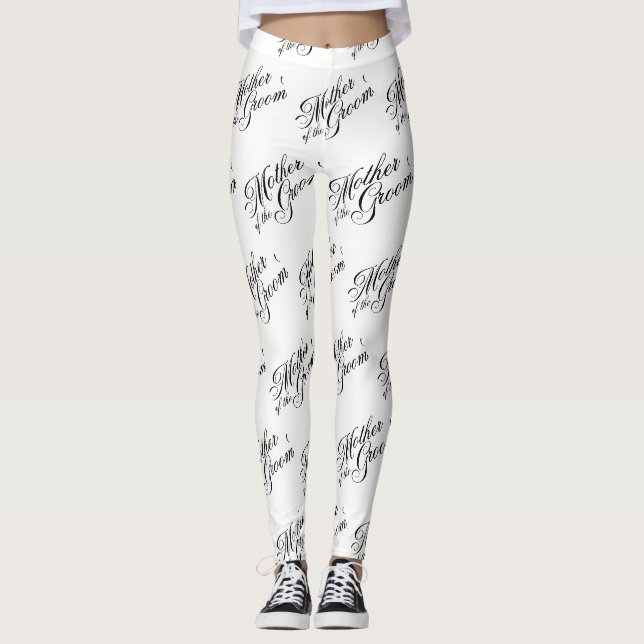 Legging Mãe das Pernas do Groom - Preto em Branco (Frente)